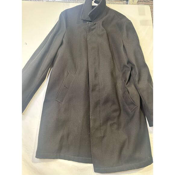 John Varvatos Men’s Black Wool-Blend Hidden Placket Coat – Size 44R - Picture 1 of 10